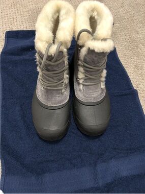 Women's Gray Faux-Fur Winter Snow Boots